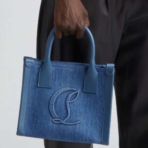 CHRISTIAN LOUBOUTIN By My Side Mini Denim Tote Shoulder Crossbody Bag - Picture 4 of 10